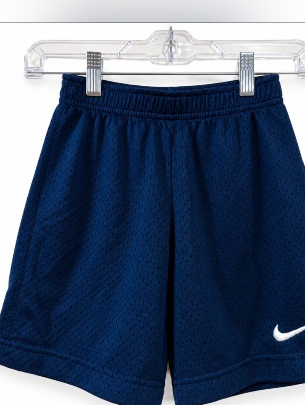 Nike Boys' Navy Athletic Mesh Shorts with White Swoosh
